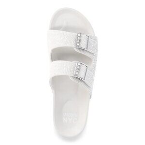 Steve Madden NYC Bling Sandals White Rhinestone Size 7.5 Slides Buckle New